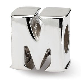 Sterling Silver Letter M Bead Charm hide-image