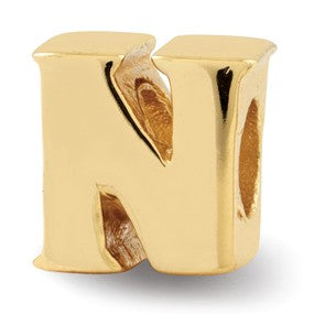 Gold Plated Letter N Bead Charm hide-image