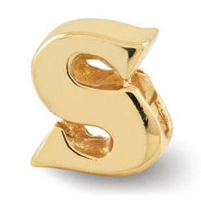 Gold Plated Letter S Bead Charm hide-image