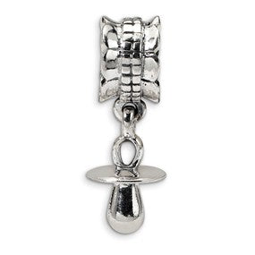 Sterling Silver Baby Pacifier Dangle Bead Charm hide-image