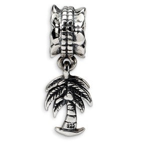Sterling Silver Palm Tree Dangle Bead Charm hide-image
