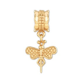 Gold Plated Dragonfly Dangle Bead Charm hide-image