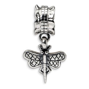 Sterling Silver Dragonfly Dangle Bead Charm hide-image