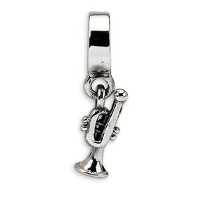 Sterling Silver Trumpet Dangle Bead Charm hide-image