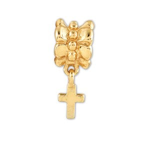 Gold Plated Cross Dangle Bead Charm hide-image