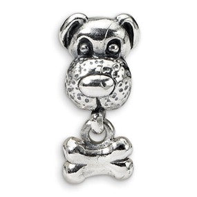 Sterling Silver Kids Dog & Bone Bead Charm hide-image