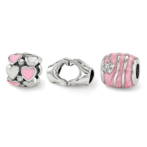 Hearts Of Love Boxed Charm Bead Set in Sterling Silver