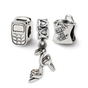 Sterling Silver Stylish Girl Boxed Bead Set Charm hide-image