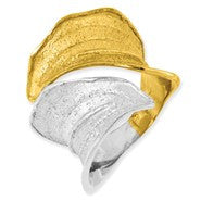 Sterling silver By Pass Rhodium & Gold Plated Leaf Shape Ring