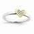 Sterling Silver Heart With Diamond & Vermeil Ring