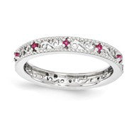 Sterling Silver Created Ruby Ring