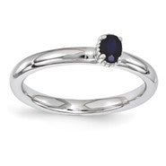 Sterling Silver Created Sapphire Single Stone Ring