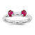 Sterling Silver Created Ruby Two Stone Ring