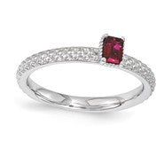 Sterling Silver Created Ruby Single Stone Ring