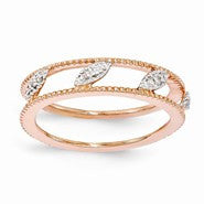 18k Rose Gold Plated Sterling Silver Diamond Jacket Ring