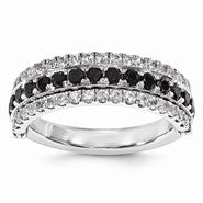 Sterling Silver Created Wh Sapphire & Blk Sapphire Flip Ri, Size 6, Jewelry Ring