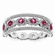 Sterling Silver Created Ruby & White Sapphire Flip Ring