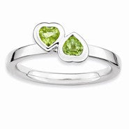 Sterling Silver Peridot Double Heart Ring