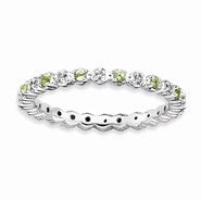 Sterling Silver Peridot & Diamond Ring