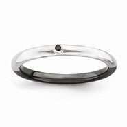 Sterling Silver Polished Half White & Black Diamond Ring