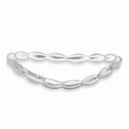 Sterling Silver Polished Rhodium-plate Wave Ring