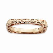 18K Rose Gold Plated Sterling Silver Polished Square Ring