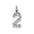 Small Diamond-cut #2 Charm in Sterling Silver