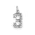 Small Diamond-cut #3 Charm in Sterling Silver