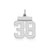 Small Polished Number 38 Charm in Sterling Silver