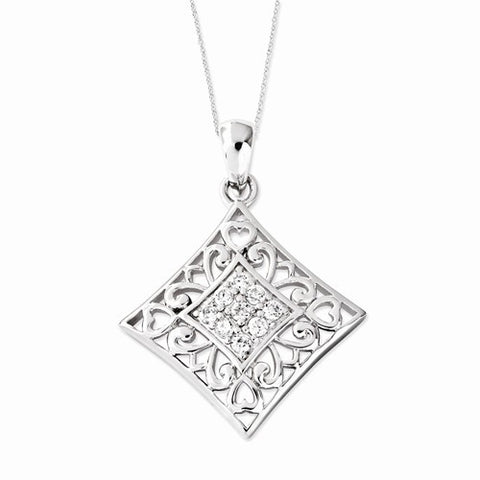 Sterling Silver CZ I Love You All Year Long Necklace