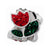 Red & Green Crystal Flower Charm Bead in Sterling Silver