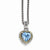 14K Yellow Gold and Silver Antiqued Blue Toaz Heart Necklace
