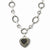 14K Yellow Gold and Silver Black Diamond Heart Drop Necklace