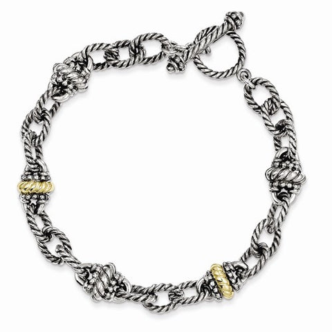 Sterling Silver with 14K Yellow Gold Link Bracelet