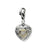 3-D Ant. Dia. Heart Charm in Sterling Silver W/14k Gold