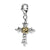 3-D Antiqued Cross Charm in Sterling Silver W/14k Gold