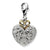 Amore La Vita Sterling Silver W/14k Gold 3-D Filigree Dia. Heart Charm hide-image