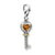 Citrine Antiqued Key Charm in Sterling Silver W/14k Gold