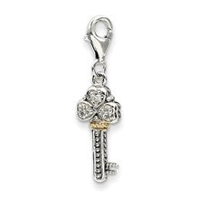 Amore La Vita Sterling Silver W/14k Gold Diamond Antique Key Charm hide-image