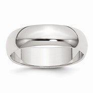 Sterling Silver 6mm Half-Round Wedding Band