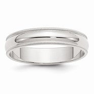 Sterling Silver 5mm Half Round Milgrain Wedding Band