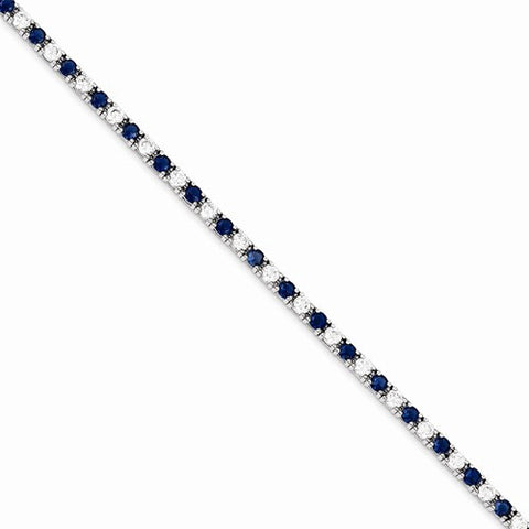 Sterling Silver Blue and Clear Cz Bracelet