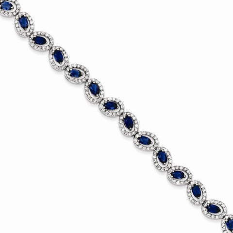 Sterling Silver Blue and Clear Cz Bracelet