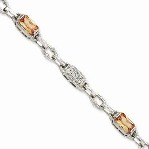 Sterling Silver Champagne Cz Bracelet