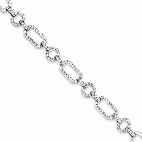 Sterling Silver Cz Link Bracelet