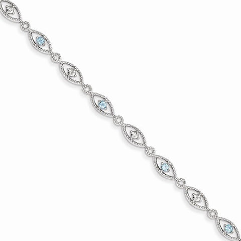 Sterling Silver Blue Topaz Diamond Bracelet