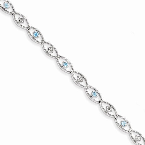 Sterling Silver Blue Topaz Diamond Bracelet
