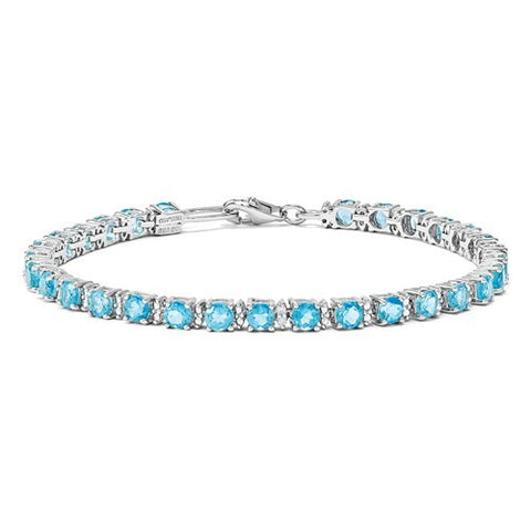 Sterling Silver Blue Topaz and Diamond Bracelet
