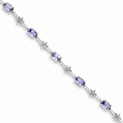 Sterling Silver Tanzanite and Diamond Bracelet