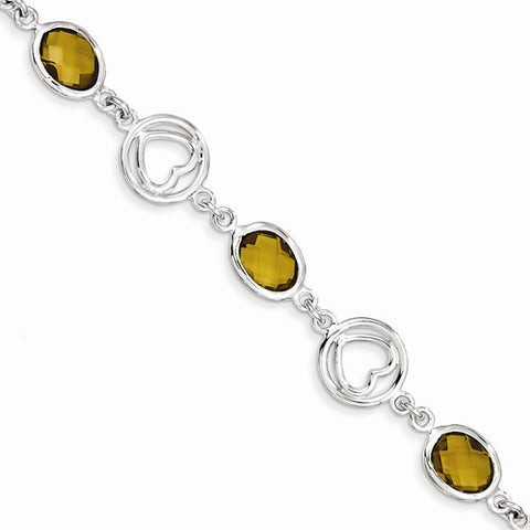 Sterling Silver Whiskey Quartz Bracelet